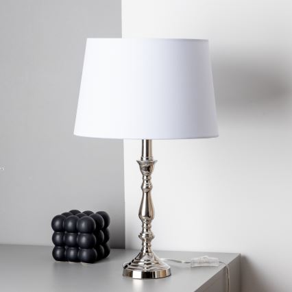 Brilagi - Lampada da tavolo CERIA 1xE27/60W/230V Ø 30 cm cromo lucido/bianco