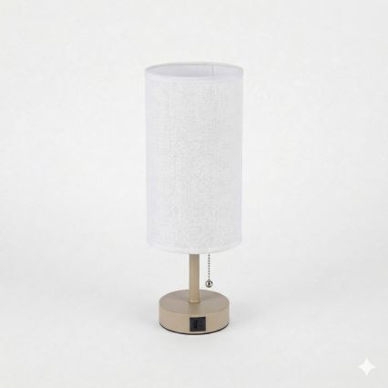 Brilagi - Lampada da tavolo con porta USB TABLON 1xE27/25W/230V beige/bianco