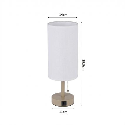 Brilagi - Lampada da tavolo con porta USB TABLON 1xE27/25W/230V beige/bianco