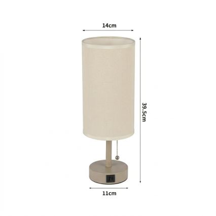 Brilagi - Lampada da tavolo con porta USB TABLON 1xE27/25W/230V beige/crema