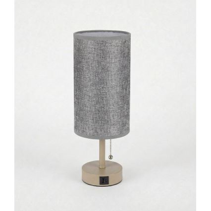 Brilagi - Lampada da tavolo con porta USB TABLON 1xE27/25W/230V beige/grigio