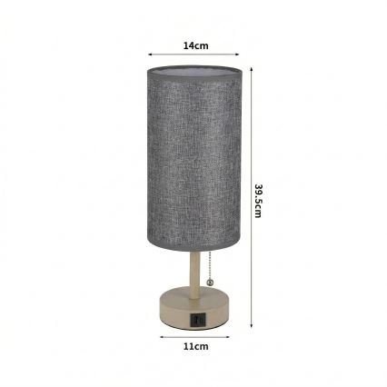 Brilagi - Lampada da tavolo con porta USB TABLON 1xE27/25W/230V beige/grigio