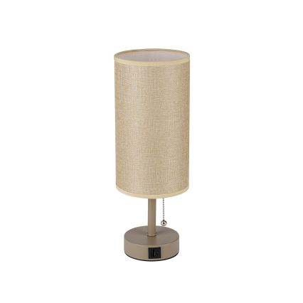 Brilagi - Lampada da tavolo con porta USB TABLON 1xE27/25W/230V beige