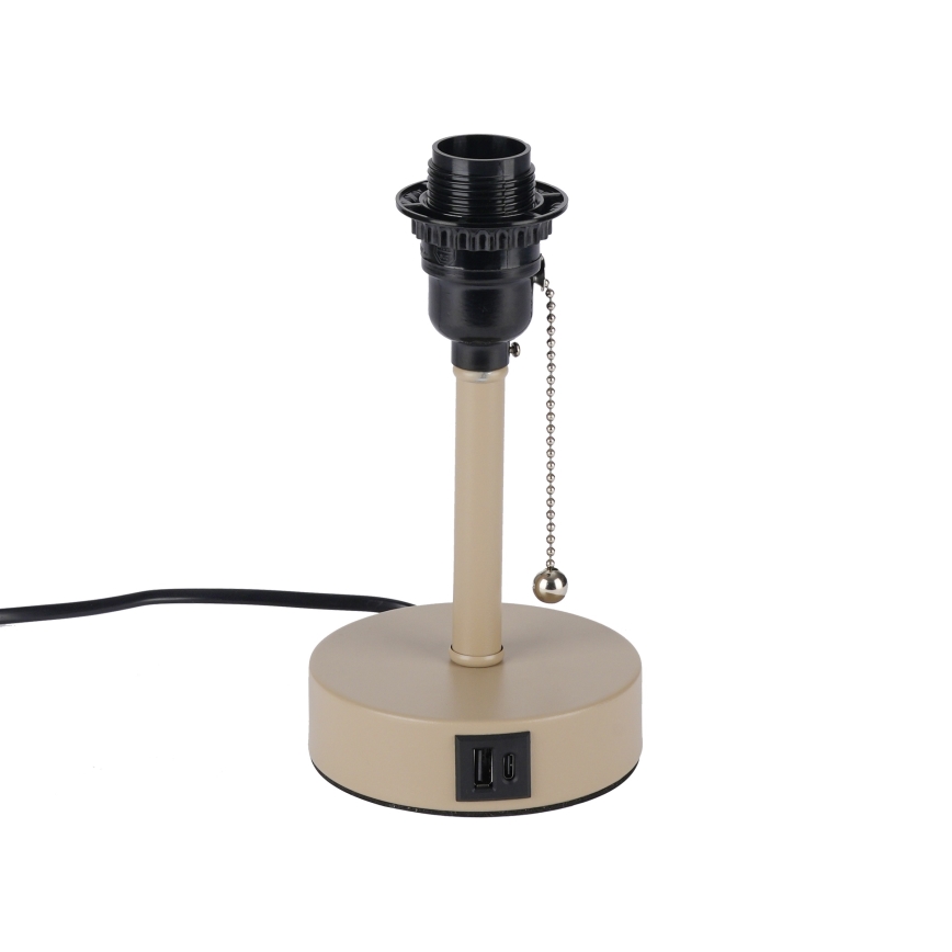 Brilagi - Lampada da tavolo con porta USB TABLON 1xE27/25W/230V beige/nera