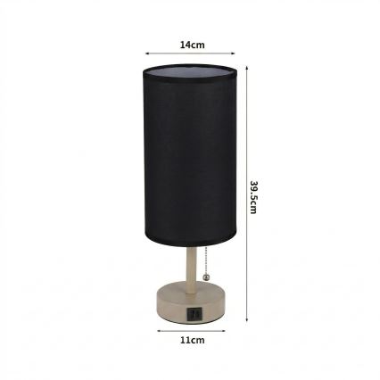 Brilagi - Lampada da tavolo con porta USB TABLON 1xE27/25W/230V beige/nera