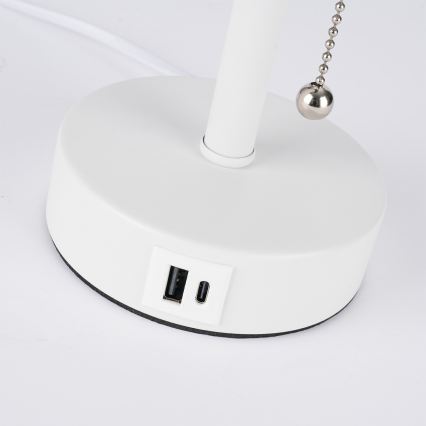 Brilagi - Lampada da tavolo con porta USB TABLON 1xE27/25W/230V bianca