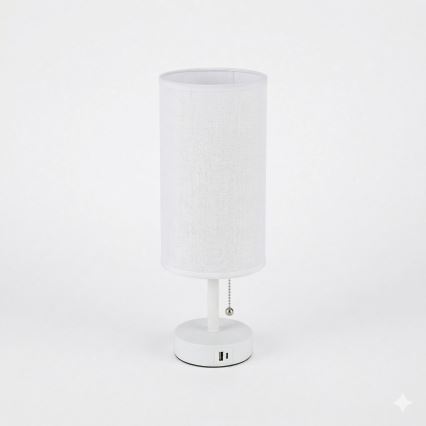 Brilagi - Lampada da tavolo con porta USB TABLON 1xE27/25W/230V bianca
