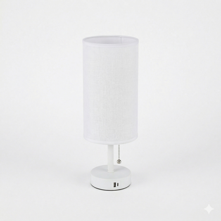 Brilagi - Lampada da tavolo con porta USB TABLON 1xE27/25W/230V bianca
