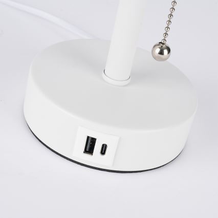 Brilagi - Lampada da tavolo con porta USB TABLON 1xE27/25W/230V bianca