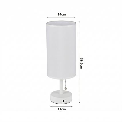 Brilagi - Lampada da tavolo con porta USB TABLON 1xE27/25W/230V bianca