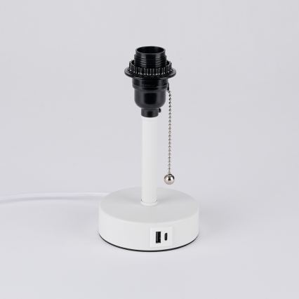Brilagi - Lampada da tavolo con porta USB TABLON 1xE27/25W/230V bianco/beige