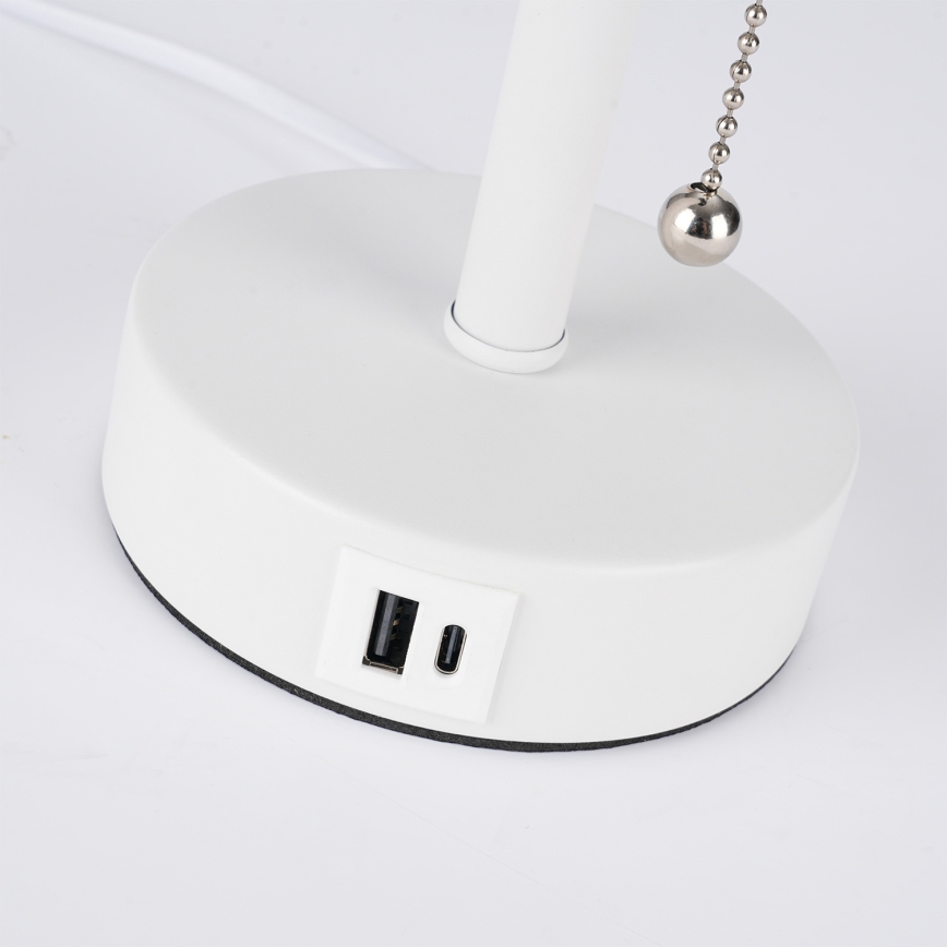 Brilagi - Lampada da tavolo con porta USB TABLON 1xE27/25W/230V bianco/nero