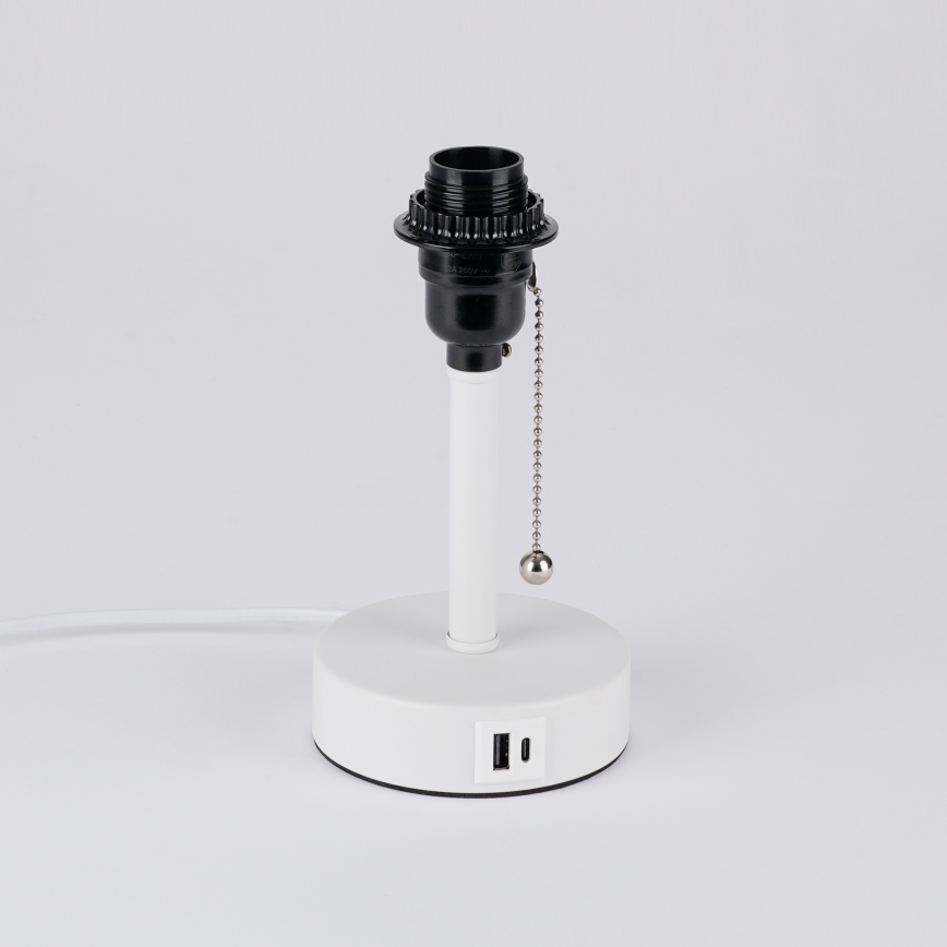 Brilagi - Lampada da tavolo con porta USB TABLON 1xE27/25W/230V bianco/nero