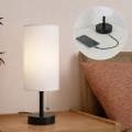 Brilagi - Lampada da tavolo con porta USB TABLON 1xE27/25W/230V nera/bianca