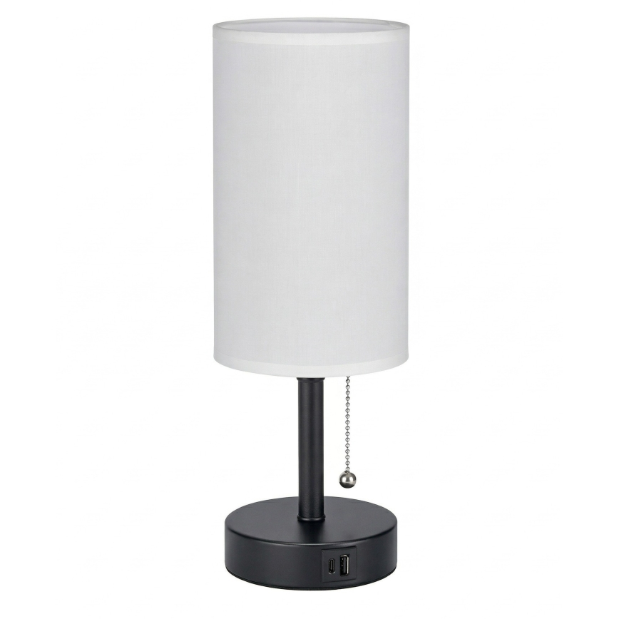 Brilagi - Lampada da tavolo con porta USB TABLON 1xE27/25W/230V nera/bianca