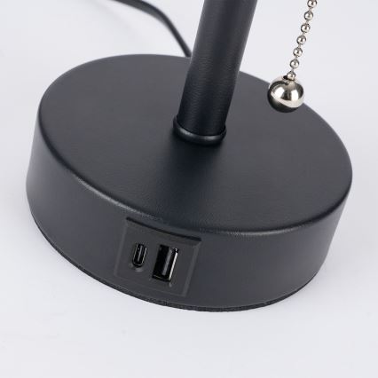 Brilagi - Lampada da tavolo con porta USB TABLON 1xE27/25W/230V nera/bianca