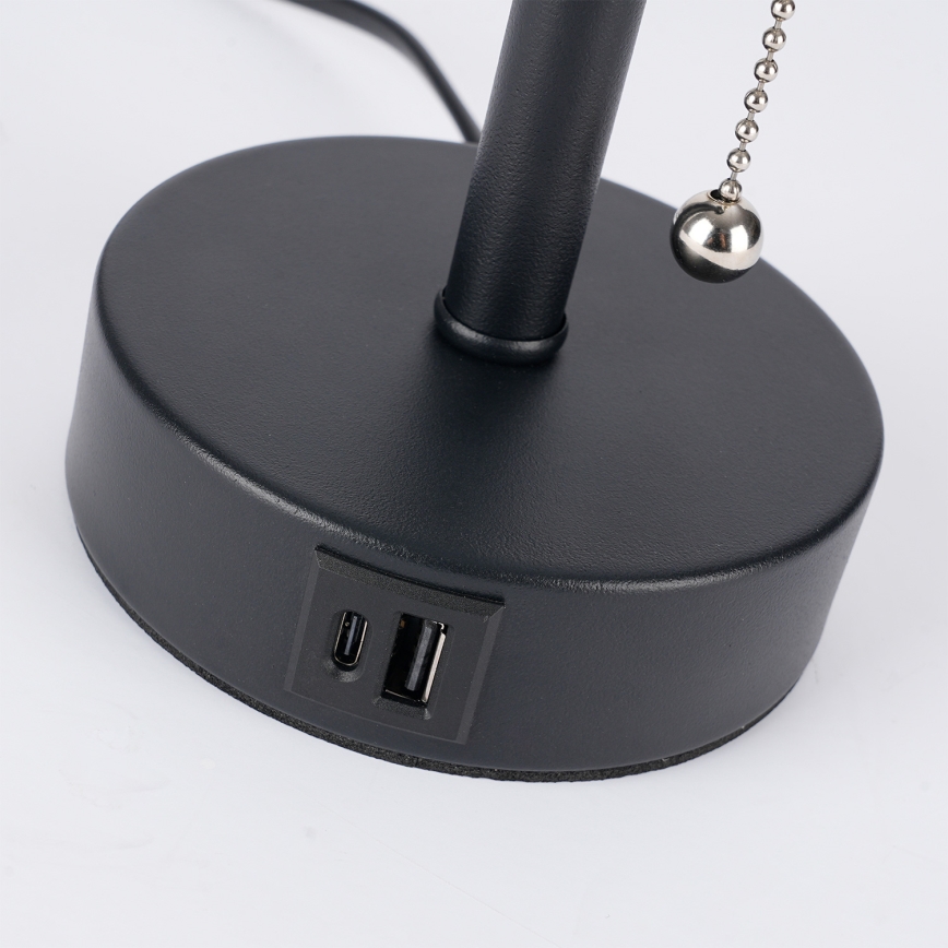Brilagi - Lampada da tavolo con porta USB TABLON 1xE27/25W/230V nera/bianca