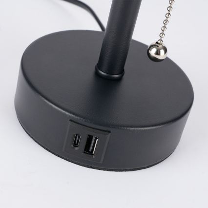 Brilagi - Lampada da tavolo con porta USB TABLON 1xE27/25W/230V nera