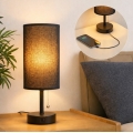 Brilagi - Lampada da tavolo con porta USB TABLON 1xE27/25W/230V nera