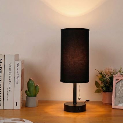 Brilagi - Lampada da tavolo con porta USB TABLON 1xE27/25W/230V nera