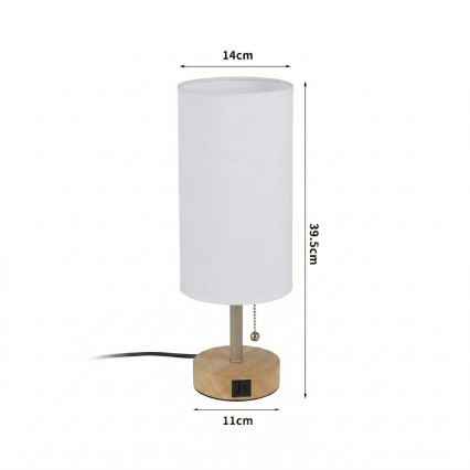 Brilagi - Lampada da tavolo con porta USB TABLON 1xE27/25W/230V rovere/beige/bianco