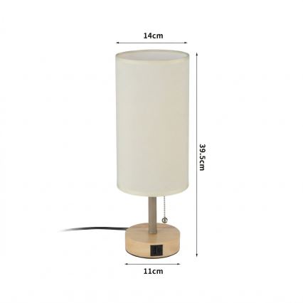 Brilagi - Lampada da tavolo con porta USB TABLON 1xE27/25W/230V rovere/beige/crema