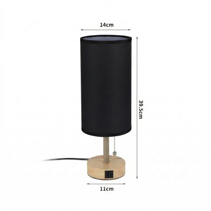 Brilagi - Lampada da tavolo con porta USB TABLON 1xE27/25W/230V rovere/beige/nero