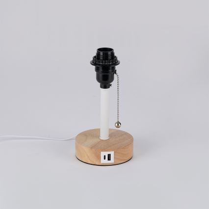 Brilagi - Lampada da tavolo con porta USB TABLON 1xE27/25W/230V rovere/bianco/beige