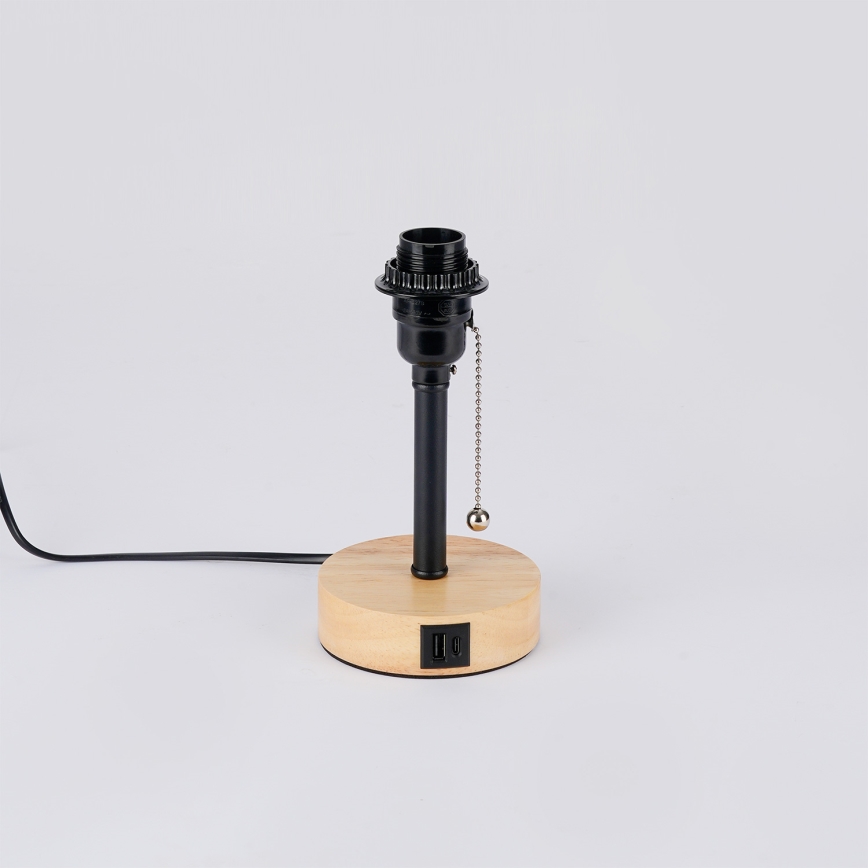 Brilagi - Lampada da tavolo con porta USB TABLON 1xE27/25W/230V rovere/nero/bianco