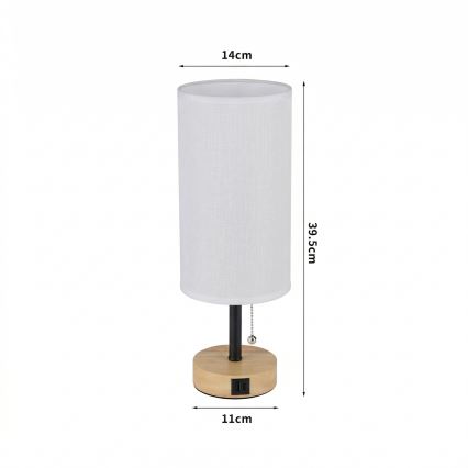 Brilagi - Lampada da tavolo con porta USB TABLON 1xE27/25W/230V rovere/nero/bianco