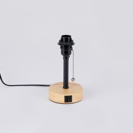 Brilagi - Lampada da tavolo con porta USB TABLON 1xE27/25W/230V rovere/nero/crema