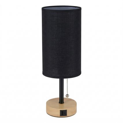 Brilagi - Lampada da tavolo con porta USB TABLON 1xE27/25W/230V rovere/nero