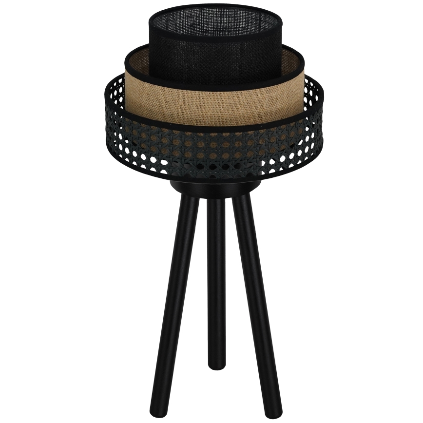 Brilagi - Lampada da tavolo DAKOTA LUNETA 1xE27/15W/230V nero/rattan