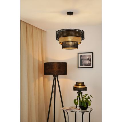 Brilagi - Lampada da tavolo DAKOTA LUNETA 1xE27/15W/230V nero/rattan