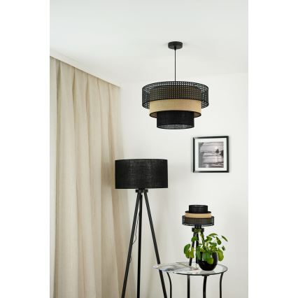 Brilagi - Lampada da tavolo DAKOTA LUNETA 1xE27/15W/230V nero/rattan