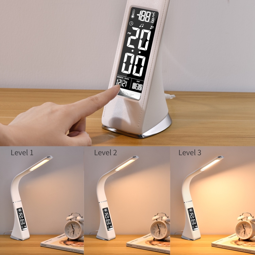 Brilagi - Lampada da tavolo dimmerabile a LED con display PELLE LED/7W/230V bianco