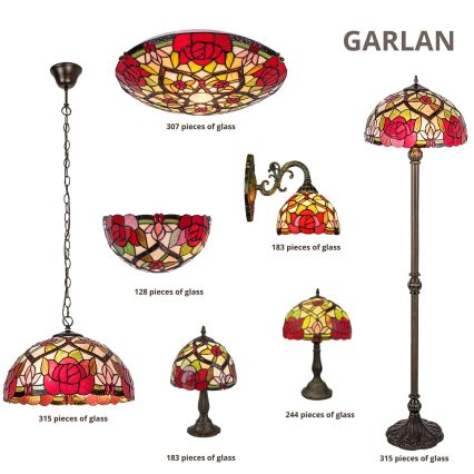 Brilagi - Lampada da tavolo in vetro Tiffany GARLAN 1xE27/40W/230V