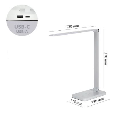 Brilagi - Lampada da tavolo dimmerabile a sfioramento a LED con ricarica wireless QI MODO CHARGE LED/7W/5V 3000/4000/6000K bianca