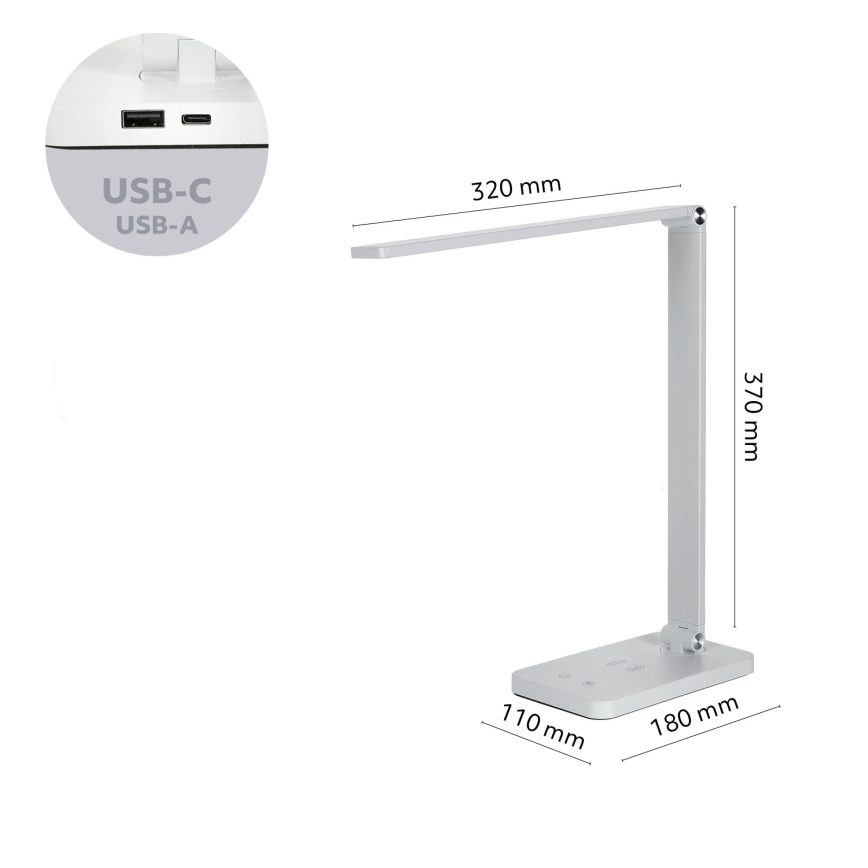 Brilagi - Lampada da tavolo dimmerabile a sfioramento a LED con ricarica wireless QI MODO CHARGE LED/7W/5V 3000/4000/6000K bianca