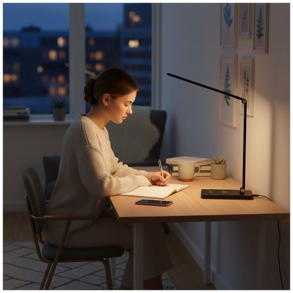 Brilagi - Lampada da tavolo LED dimmerabile con controllo touch e ricarica wireless QI MODO CHARGE LED/7W/5V 3000/4000/6000K nero