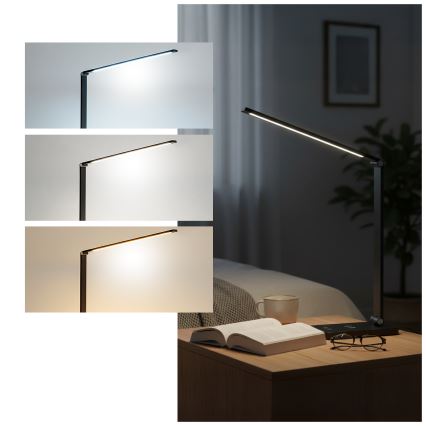 Brilagi - Lampada da tavolo LED dimmerabile con controllo touch e ricarica wireless QI MODO CHARGE LED/7W/5V 3000/4000/6000K nero