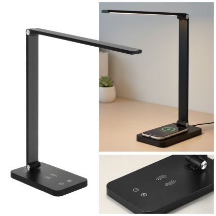 Brilagi - Lampada da tavolo LED dimmerabile con controllo touch e ricarica wireless QI MODO CHARGE LED/7W/5V 3000/4000/6000K nero