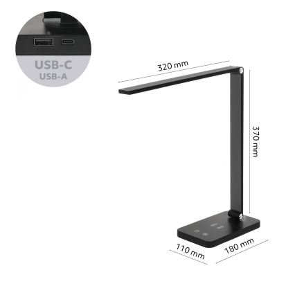 Brilagi - Lampada da tavolo LED dimmerabile con controllo touch e ricarica wireless QI MODO CHARGE LED/7W/5V 3000/4000/6000K nero