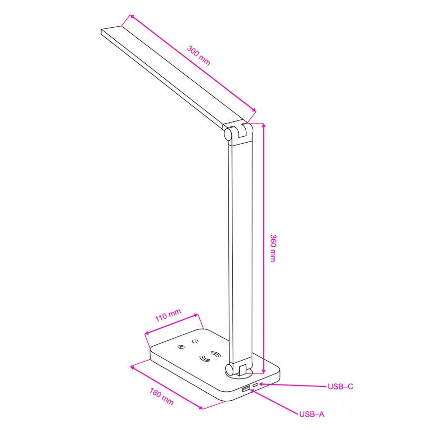 Brilagi - Lampada da tavolo LED dimmerabile con controllo touch e ricarica wireless QI MODO CHARGE LED/7W/5V 3000/4000/6000K nero