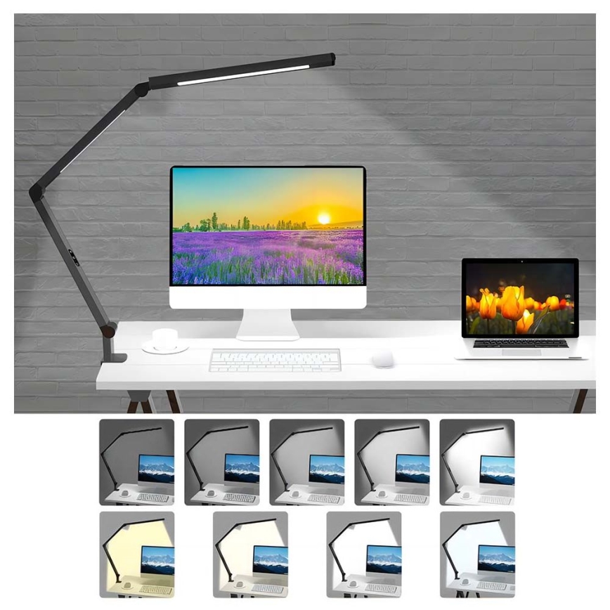 Brilagi - LED Dimmerabile touch flessibile lampada da tavolo VARIO LED/12W/230V 3000/4000/5000/6500K CRI 92 nero