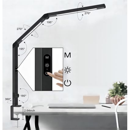 Brilagi - LED Dimmerabile touch flessibile lampada da tavolo VARIO LED/12W/230V 3000/4000/5000/6500K CRI 92 nero
