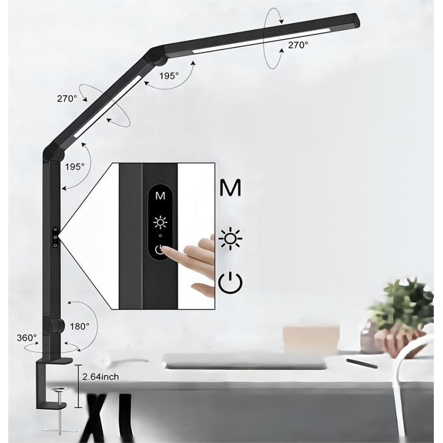 Brilagi - LED Dimmerabile touch flessibile lampada da tavolo VARIO LED/12W/230V 3000/4000/5000/6500K CRI 92 nero