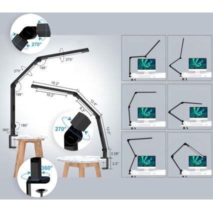 Brilagi - LED Dimmerabile touch flessibile lampada da tavolo VARIO LED/12W/230V 3000/4000/5000/6500K CRI 92 nero