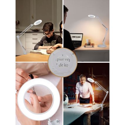 Brilagi - Lampada da tavolo LED dimmerabile con una lente d'ingrandimento LENS LED/12W/5V 3000/4200/6000K bianco