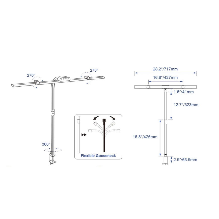 Brilagi - Lampada da tavolo LED dimmerabile a sfioramento con clip VARIO LED/24W/230V 3000-6500K CRI 92 nero